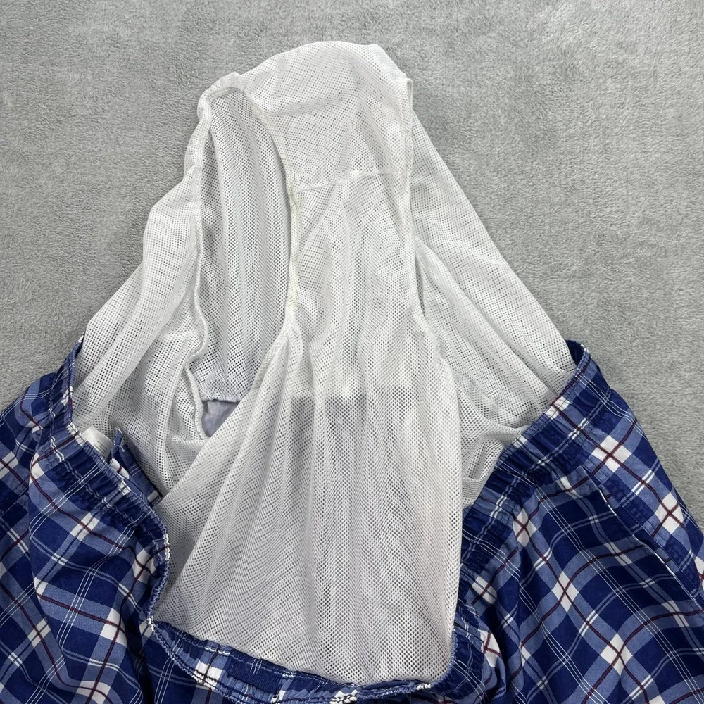 True Nation Swim Trunks Men 5XL Blue Plaid Board Shorts Mesh Lining Pockets